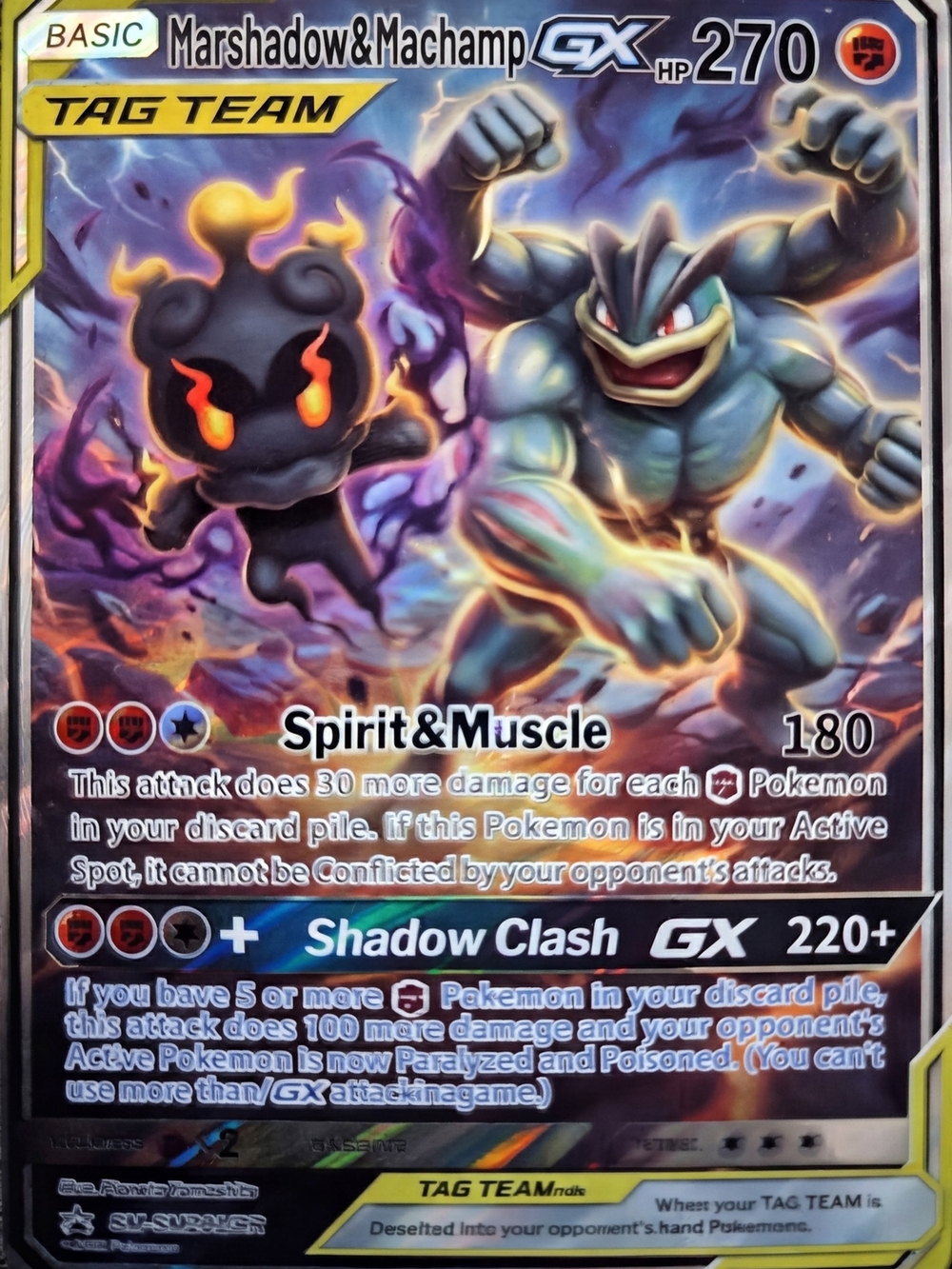 Marshadow & Machamp GX Spirit & Muscle Card - Black/Gray